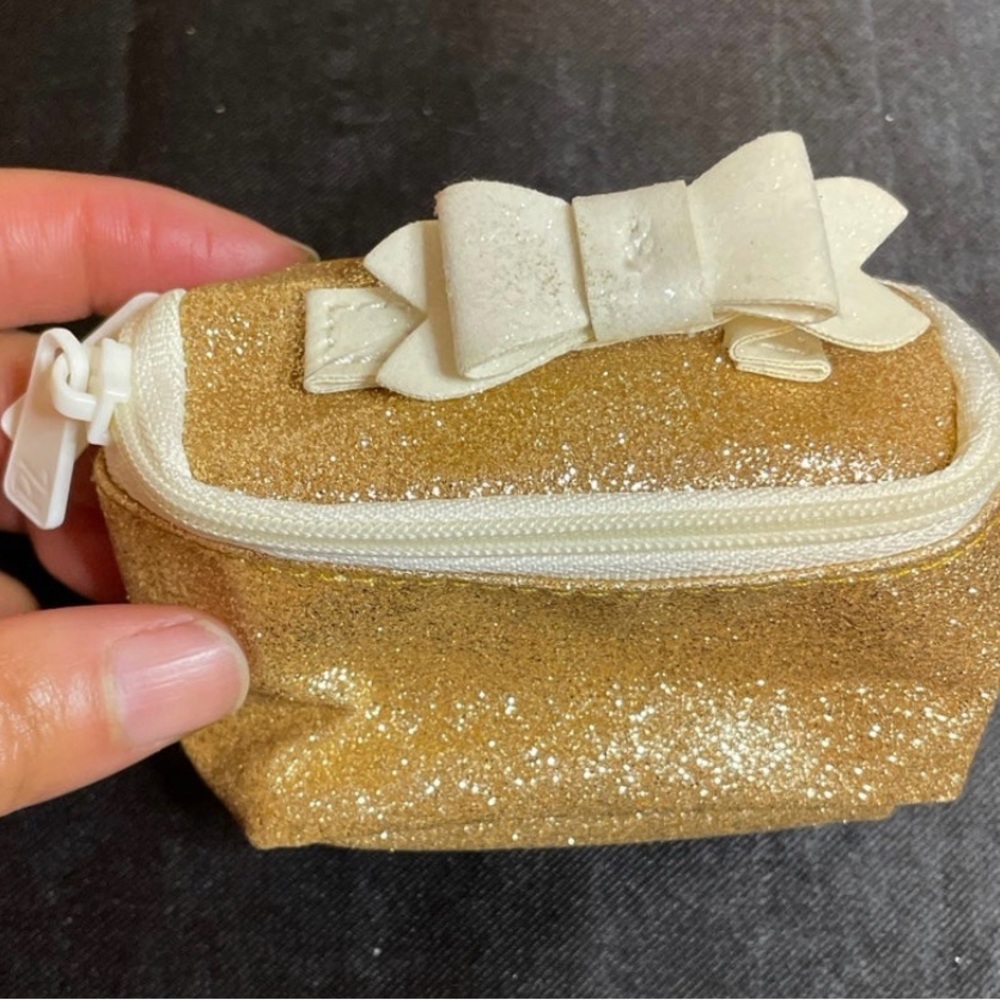 Moose Brand Mini Glitter Gold Pouch W Bow